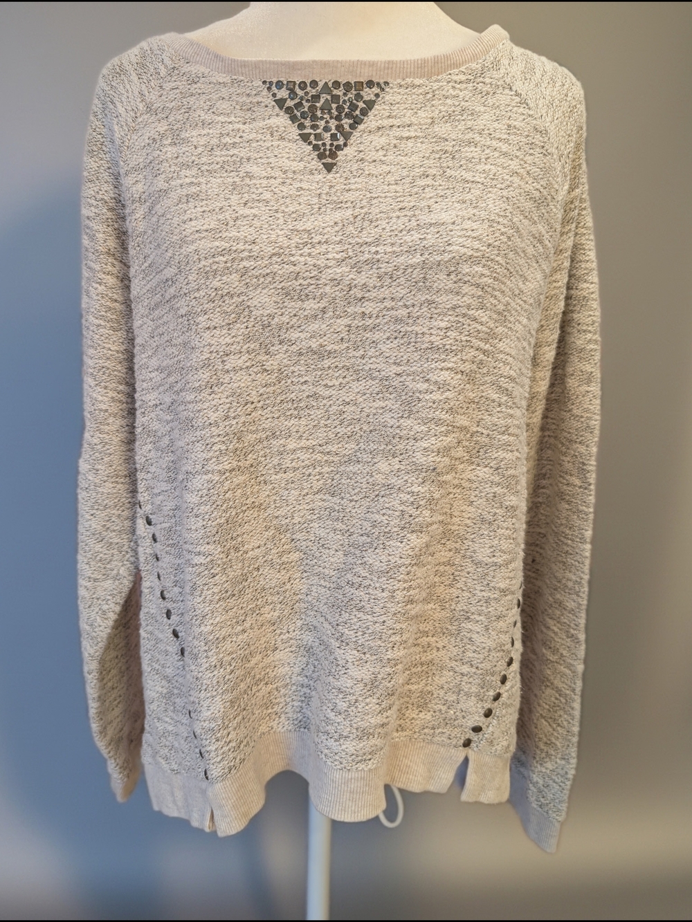 Lucky Brand Lightweight Sweater Light Cream/Beige With Gold/Bronze Detail
